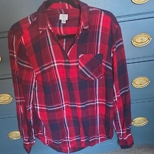 a new day Red and Black Plaid Button Down Shirt